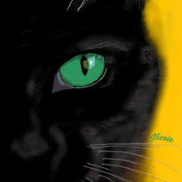wdpblackcat cats black greeneye drawing